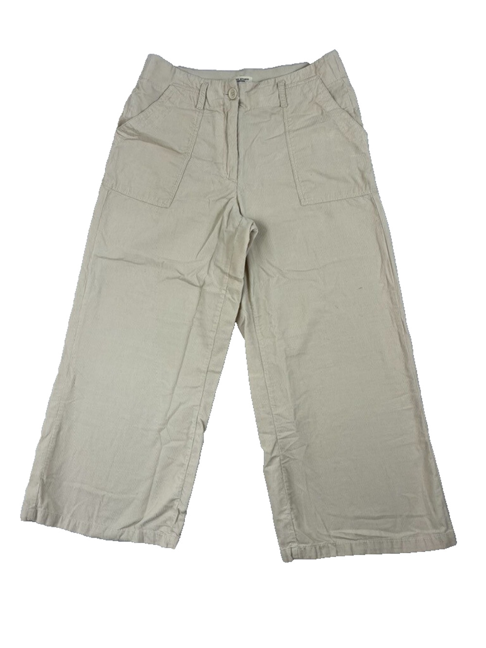 Max Studio Crop Wide Leg Corduroy Pant Women's Size 10 Cream Casual